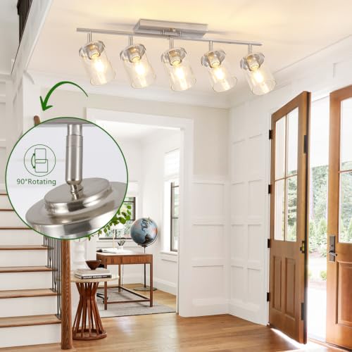 5 Lights Brushed Nickel Track Ceiling Light Fixtures