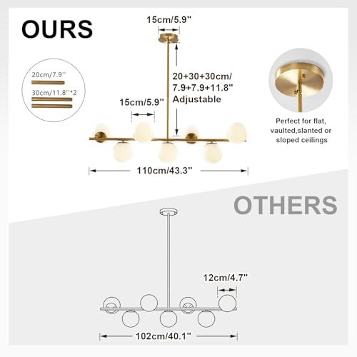 Lighting Modern Brass Linear Chandelier Pendant Light 7