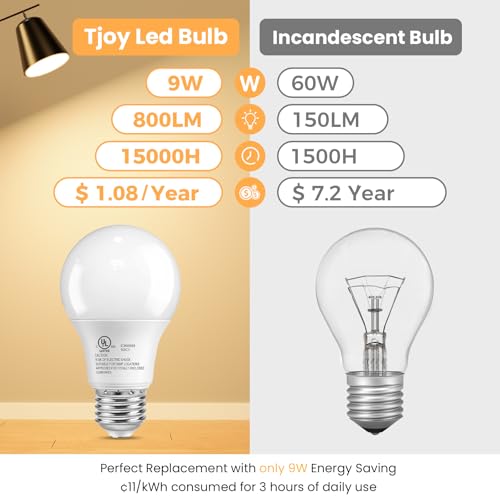 8 Pack A19 LED Light Bulbs 3000K (8 Count)