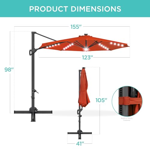 10ft Solar LED Cantilever Patio Umbrella
