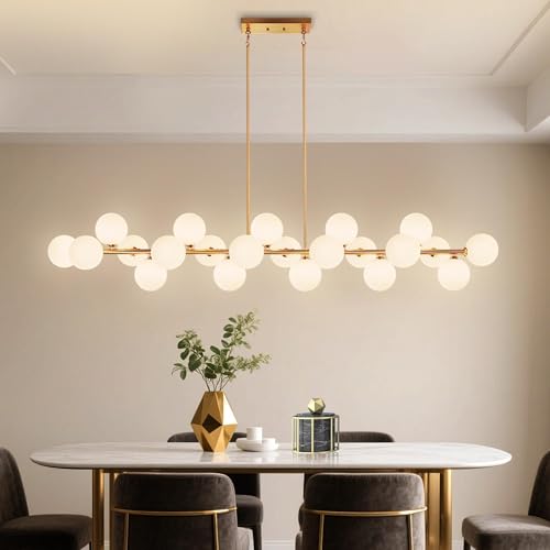 Gold Linear Chandelier Mid Century Modern Sputnik Large Long Pendant Light