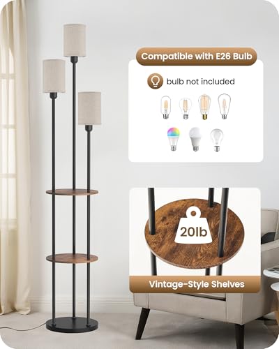 70.9" Floor Lamp with Shelves (3 Count)