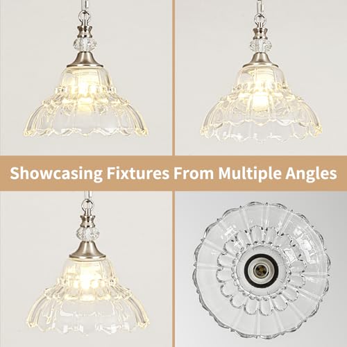 1 Piece Chandelier in Brushed Nickel Finish with White Flower (1-Light / Nickel and Chain Style)