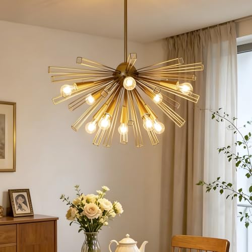 10 Light Gold Sputnik Chandeliers