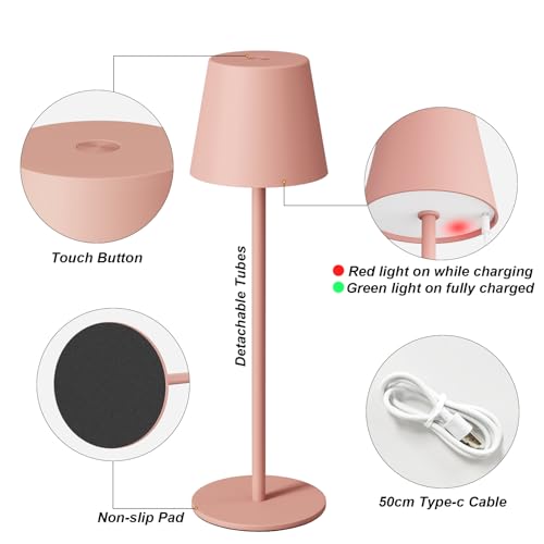 Cordless Table Lamp Rechargeable Pink (2 Count)