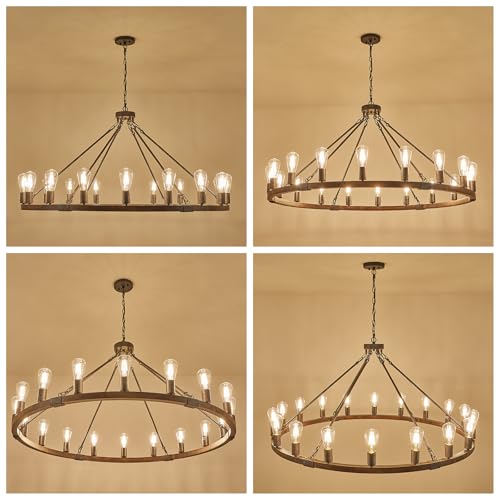 Farmhouse Wagon Wheel Chandelier 47" 18