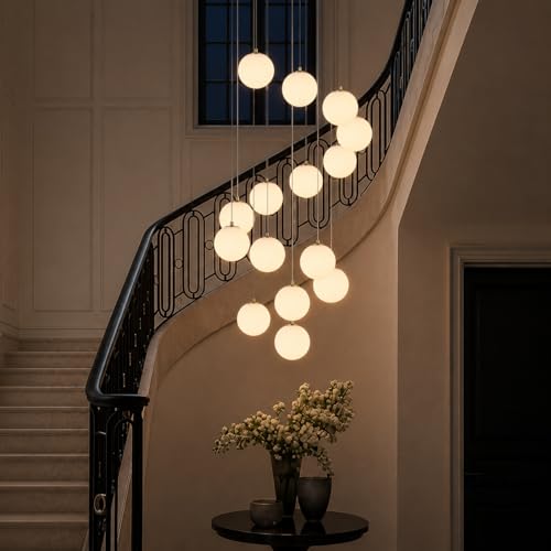 Gold Globe High Ceiling Chandelier (Gold / 15-Light)