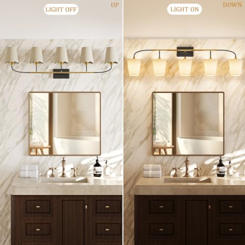Bathroom Light Fixtures Over Mirror (Black Gold / 5 Light)