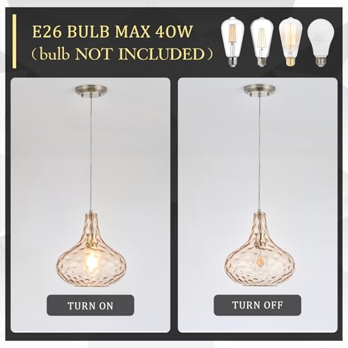 11" Amber Hammered Glass Pendant Light