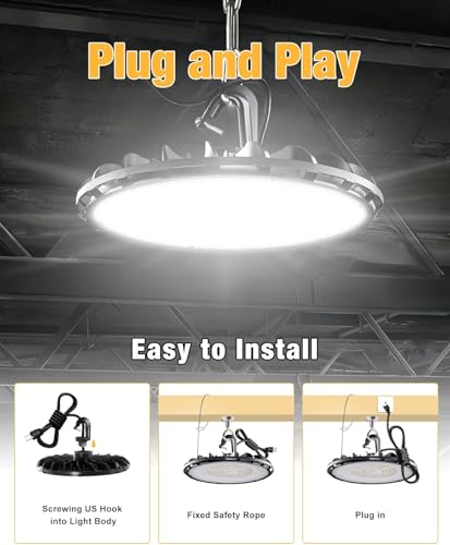 UFO LED High Bay Light 200W 22000LM 5000K High Bay LED Shop Lights