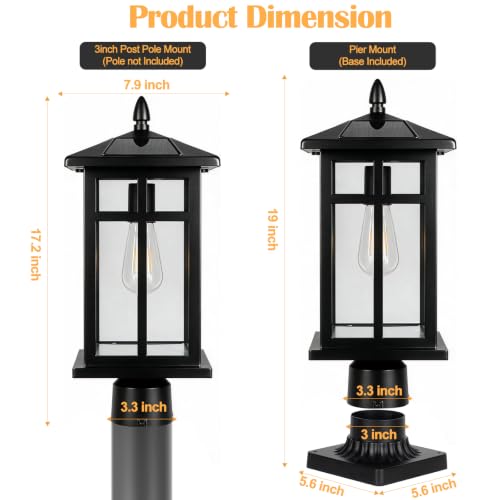 Post Solar Lights Outdoor 19" Solar Post Lights for Outside