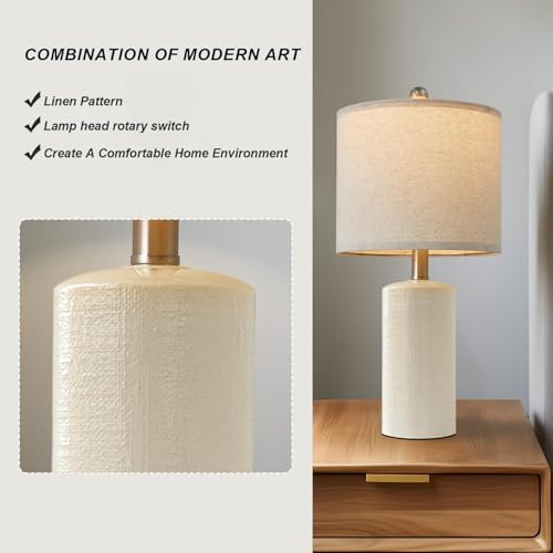 20.25" Small Single Table Lamp for Bedroom Modern Ceramic Nightstand Lamp