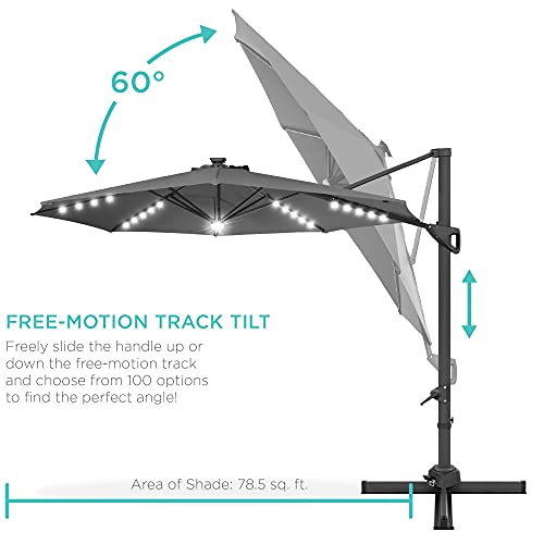 10ft Solar LED Cantilever Patio Umbrella