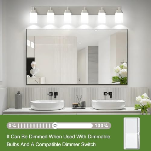 Brushed Nickel Bathroom Light Fixtures (Nickel / 6-Light)