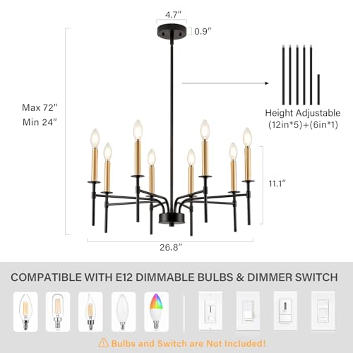 Modern Farmhouse Black and Gold Chandeliers for Dining Room