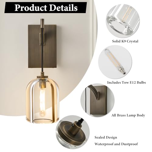 Crystal Brass Hemisphere Wall Sconce (2 Count)