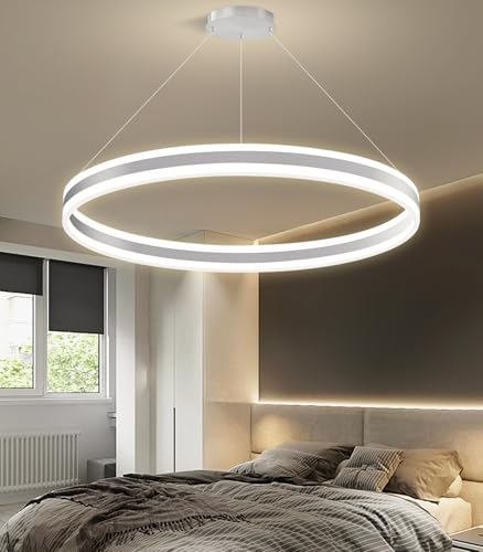 D31.5'' Modern Ring Chandelier for Dining Room LED Dimmable Pendant Lighting High Ceiling Chandelier for Living Room Foyer Bedroom Entryway 3000K