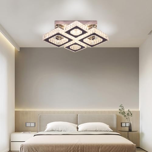 22" Square 4 Light Flush Mount Chandelier Ceiling Light Dimmable remote