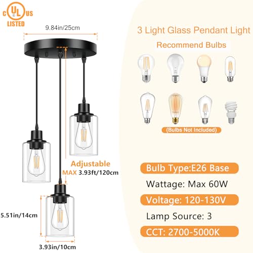 3 Light Pendant Light Fixtures