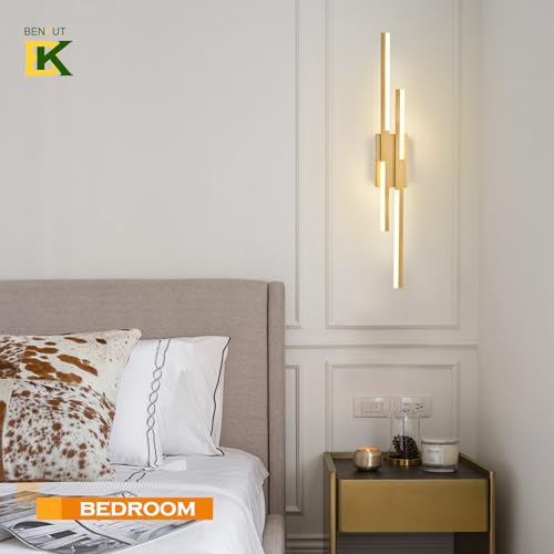 Modern LED Wall Sconce Gold Remote Wall Light Fixtures for Bathroom