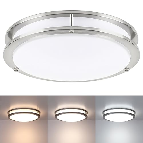 16” Brushed Nickel Flush Mount Ceiling Light Fixture