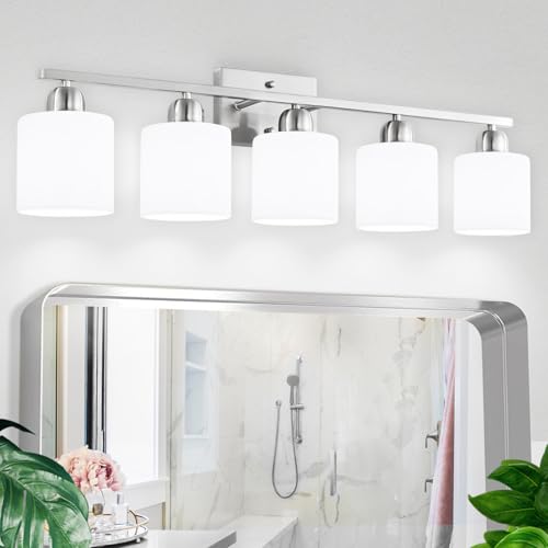 5 Light Bathroom Light Fixtures Brushed Nickel
