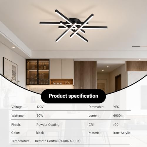 Semi Flush Mount Modern Light Fixture