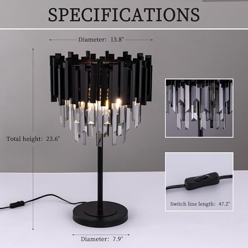 Grey Crystal Table Lamp (3 Count)