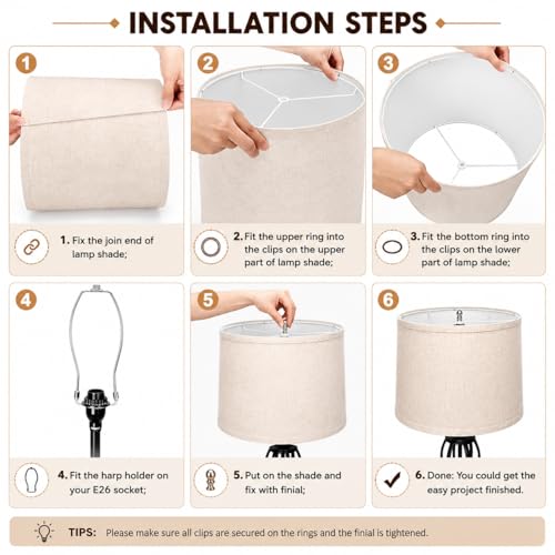 drum lamp shades Set of 2 for table lamps