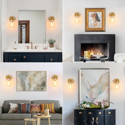 Metal Sconces Wall Lighting with Clear Glass Shade (2 Count)