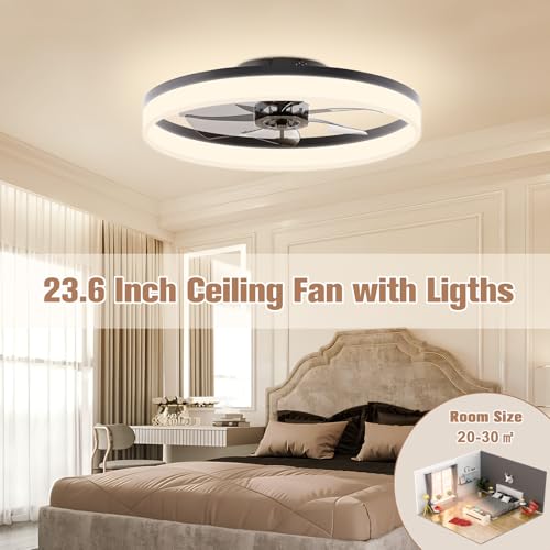 Low Profile Ceiling Fan with Light and Remote