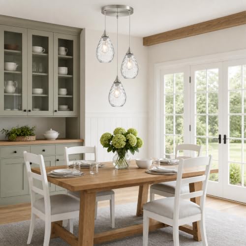 Brushed Nickel Dining Room Chandelier Light Fixture Over Table