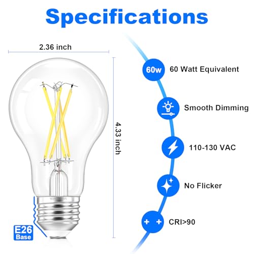 A19 Vintage LED Edison Light Bulbs (12 Count)