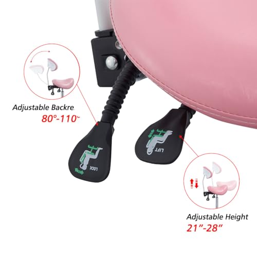 Saddle Stool Rolling Chair with Back Support