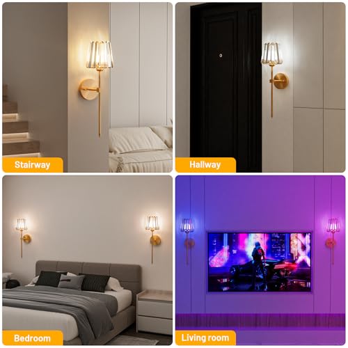 Crystal Battery Operated Wall Sconces Set of 2 (2 Count)