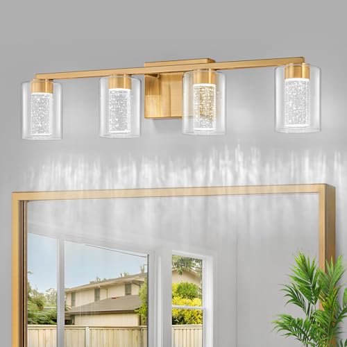 4 Light Gold Vanity Light with 3 Color Modes