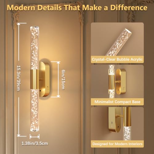 Crystal Battery Operated Wall Sconces Set of 2 for Home Space (2 Count)