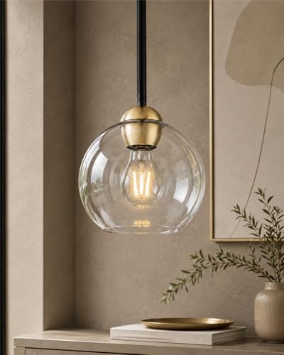 2 Pack Black and Gold Pendant Light Fixtures (2 Count)