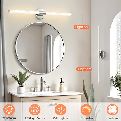 LED Bathroom Vanity Lights Chrome Wall Sconce Modern 30"