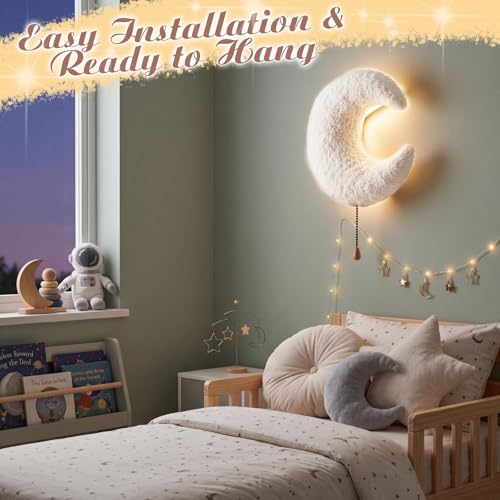 Fluffy Moon Night Light Wall Lamp Sleeping Nursery Lighting