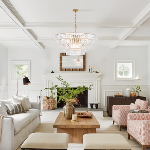 Dia 35.75 Inches Modern Glass Chandelier for Dining Room