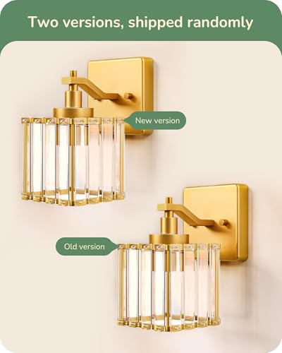Modern Gold Crystal Wall Sconces Set of 2