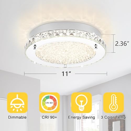 Modern Crystal Flush Mount Ceiling Light LED Kitchen Ceiling Lamp 18W