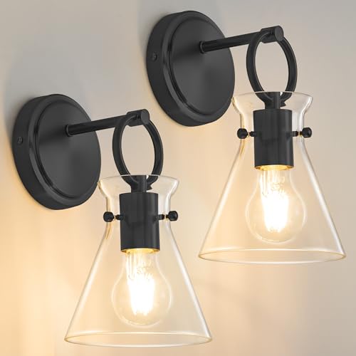 Wall Sconces 2 Pack Vanity Light Fixtures for Bathroom Black
