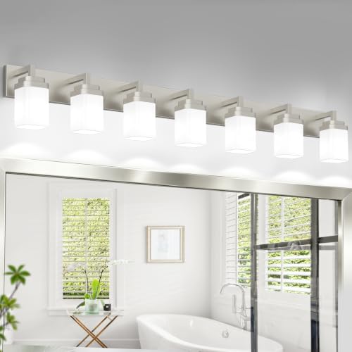 Brushed Nickel Bathroom Light Fixtures (Nickel / 7-Light)