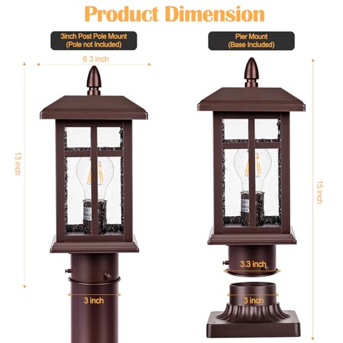 Dusk to Dawn Outdoor Hardwired Post Light Electric Bronze 2 Pack (2 Count)
