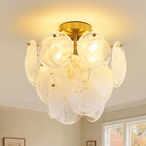 4 Lights Gold Glass Ceiling Light Fixture