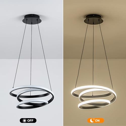 13.78 inches Black Dimmable Modern Led Chandelier with Remote Control