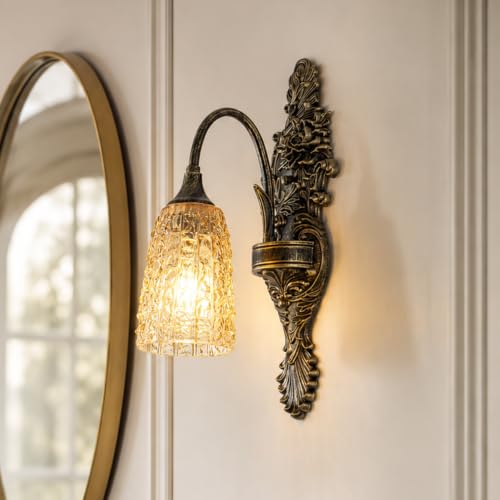 Rustic Antique Gothic Glass Wall Sconce for Bedroom