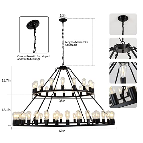 Wagon Wheel Chandelier 2 Tier 54